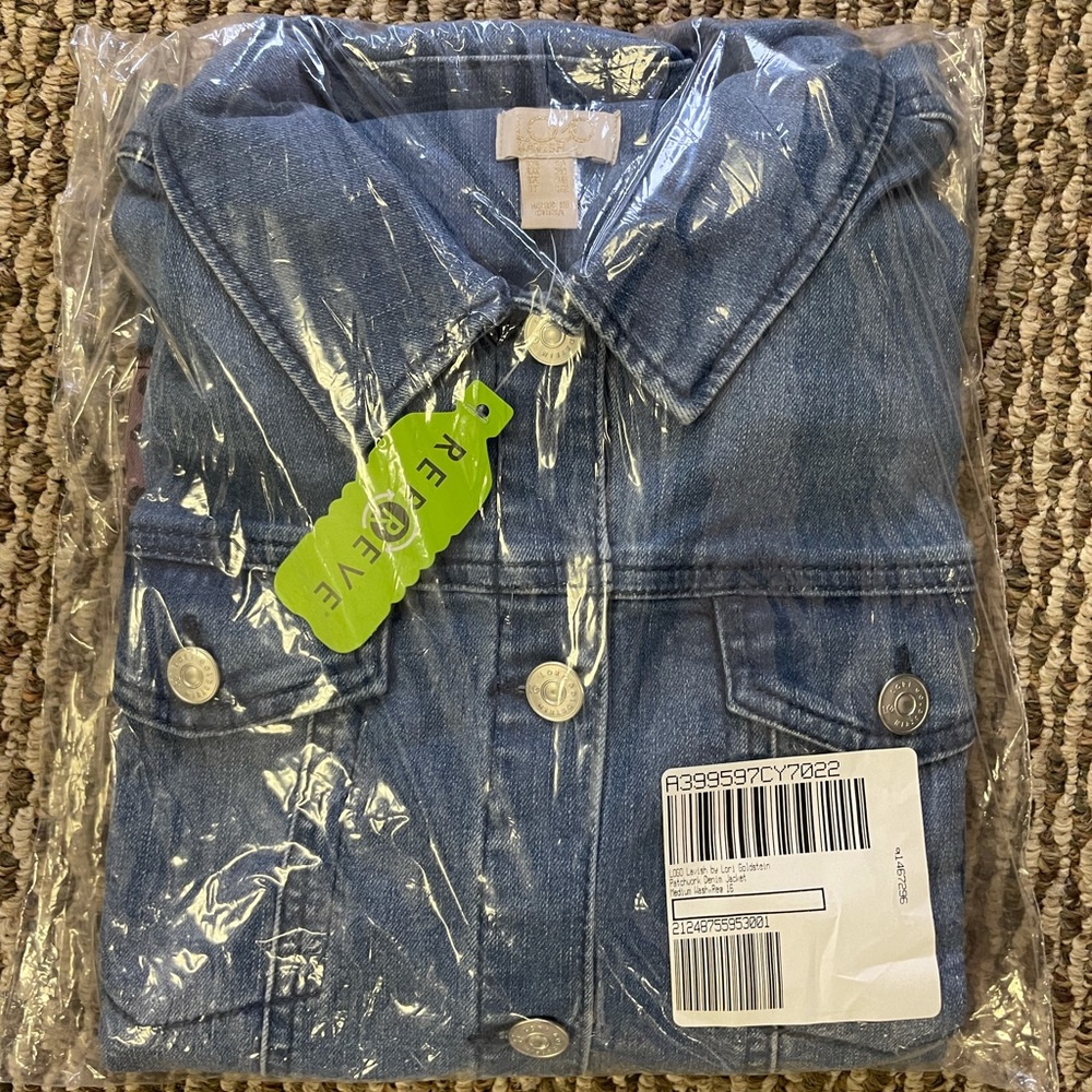 LOGO Lavish by Lori Goldstein Patchwork Denim Jacket A399597 QVC NWT 16 Reg - Picture 4 of 7